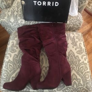 Never worn Wine “burgundy” faux suede boots!